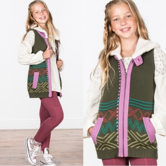 NWT 435 By Matilda Jane Make Believe Big Idea Knit Sweater Vest Green Size 10 - Picture 1 of 12